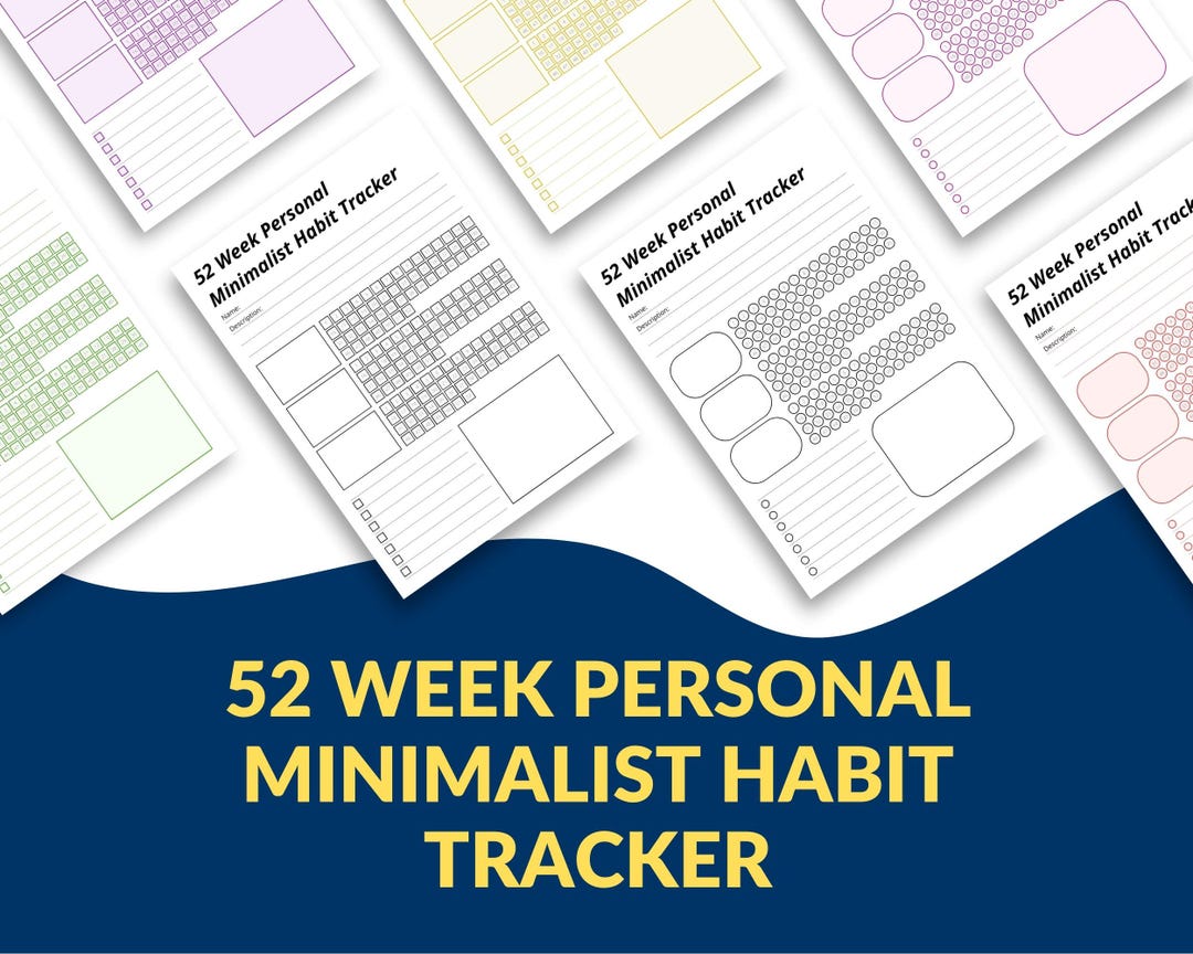 Personal Minimalist 52 Week Habit Tracker | Yearly Life Skills Planner ...