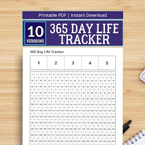 Planificador de vida de 365 días / Reto anual de hábitos / PDF imprimible A4