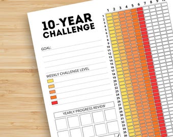 10-Year Challenge for Long-Term Goals | Printable Life Planner PDF A4