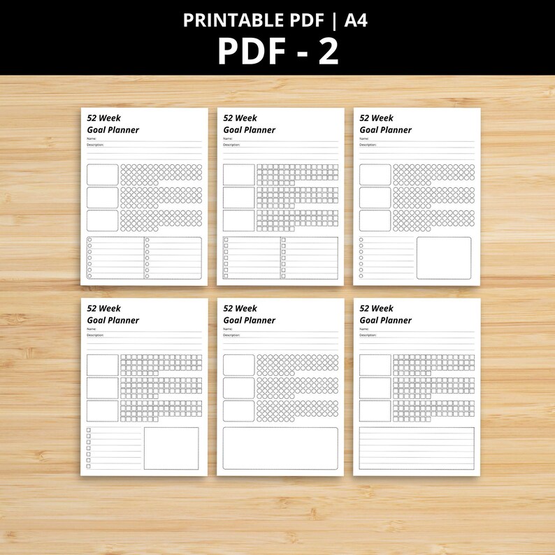 52 Week Goal Planner & Challenge Tracker | Printable PDF A4 - Etsy