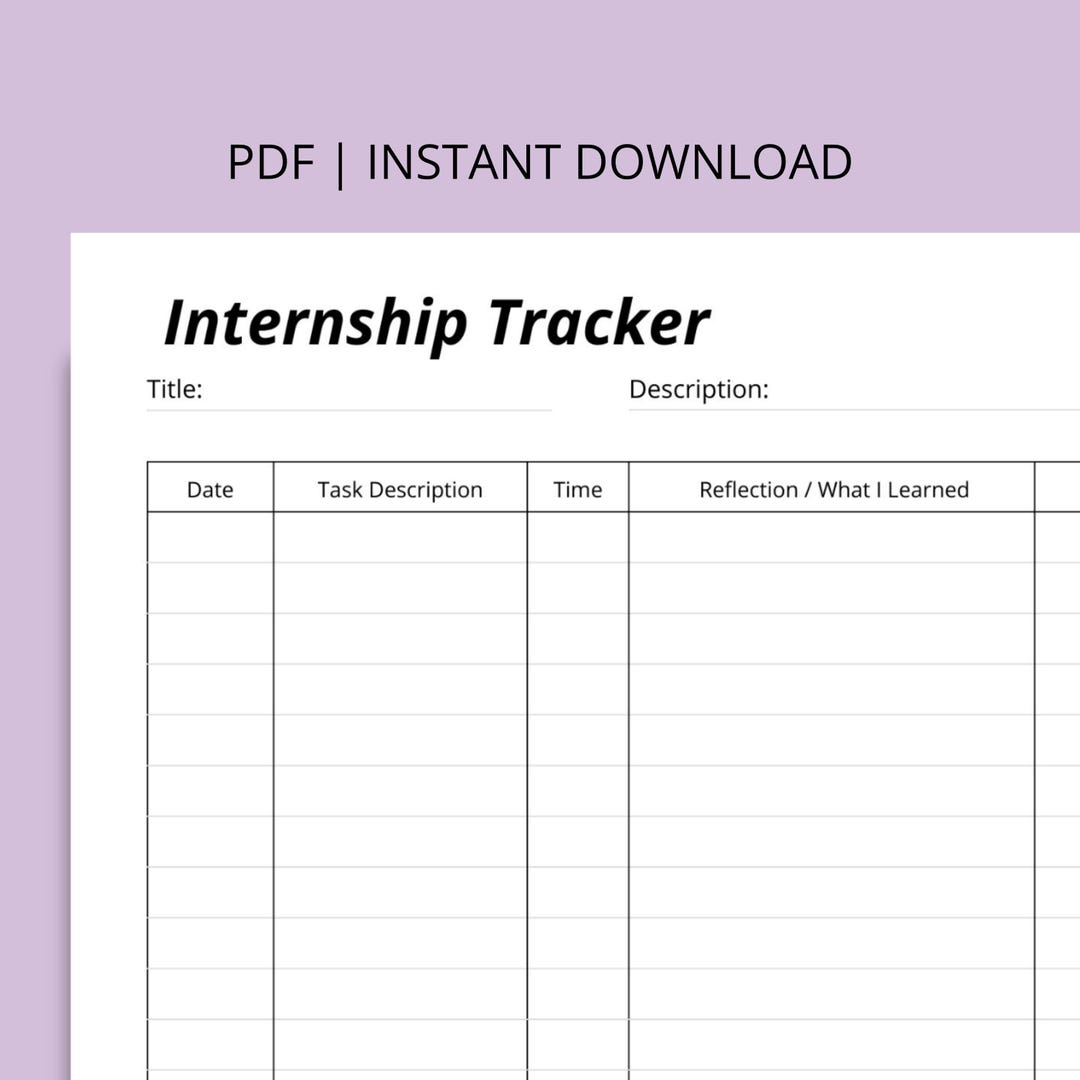 Internship Tracker 2025: Daily Log Sheet & Reflection - Etsy