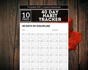 Printable 40 Days of Discipline Tracker | 2026 Personal Growth