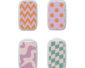 Medtrum Sensor Stickers Diabetes: Retro Orange Purple Designs - Set of 4