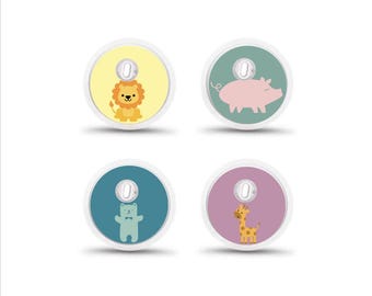 Adesivos Sensor Freestyle Libre 3 Diabetes Kids: Tema Animal - Conjunto de 4