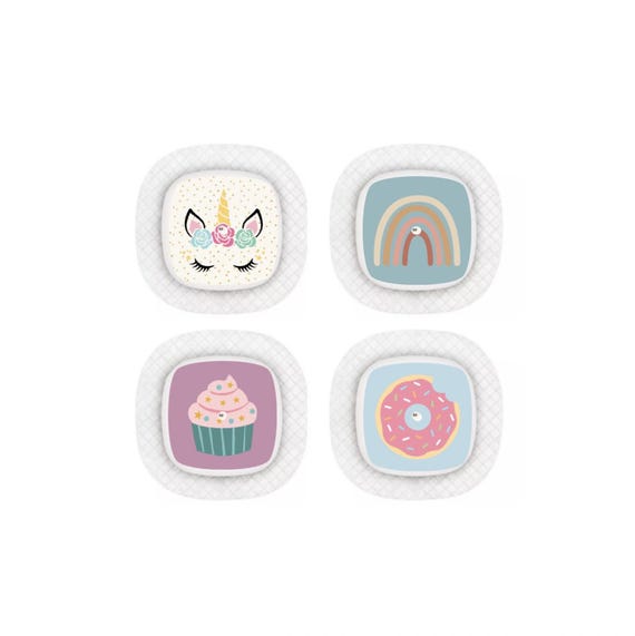 Medtronic Simplera Sensor Stickers Diabetes Kids: Unicorn, Rainbow, Cupcake & Donut - Set of 4