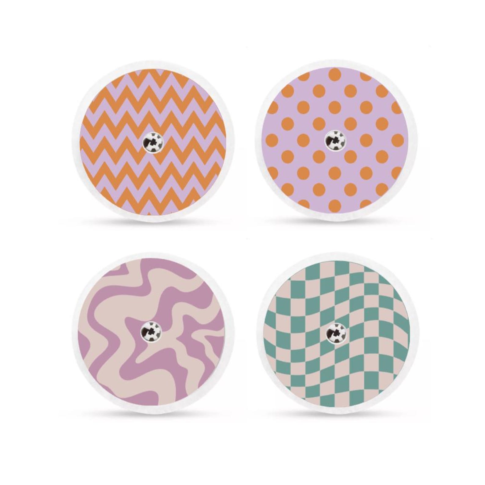 FreeStyle Libre 2 Sensor Stickers Diabetes: Retro Orange Purple Blue - Set of 4