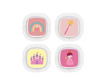 Medonic Simplera Sensor Aufkleber Diabetes Kids: Rainbow, Princess, Castle - 4er Set