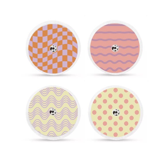 Freestyle Libre 2 Sensor Stickers Diabetes: Trendy Pink & Lilac Dots - Set of 4