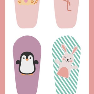 Op de afbeelding: Een roze en witte afbeelding met vier illustraties: een kat, een flamingo, een pingu&iuml;n en een konijn. De tekst "Sweetly Bold Diabetes" staat onderaan. De illustraties staan op een roze achtergrond.