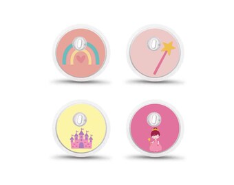 FreeStyle Libre 3 Sensor Aufkleber Diabetes Kids: Regenbogen, Prinzessin, Schloss - 4er Set