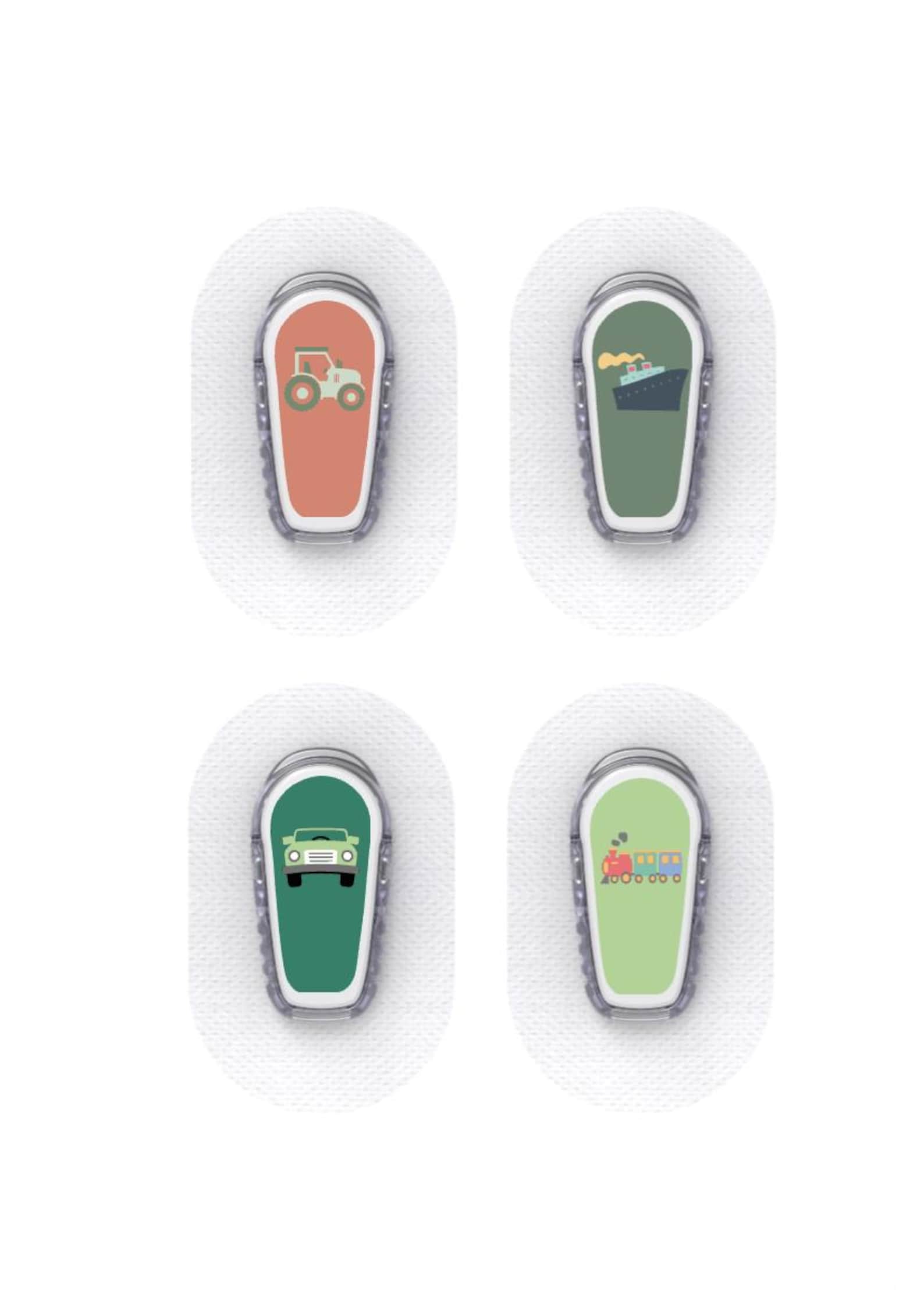 Dexcom G6 Sensor Stickers Diabetes Kids: Vehicles Theme – Set of 4
