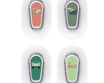 Dexcom G6 Sensor Stickers Diabetes Kids: Vehicles Theme – Set of 4