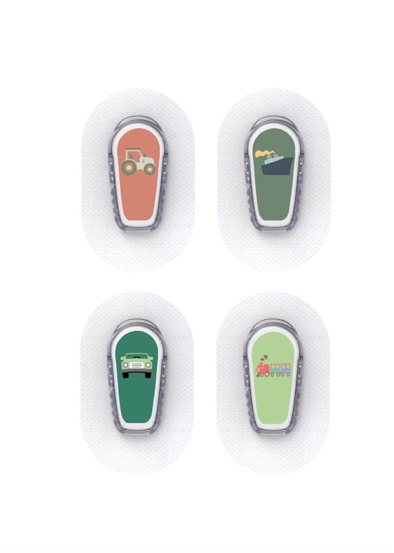 Dexcom G6 Sensor Stickers Diabetes Kids: Vehicles Theme – Set of 4