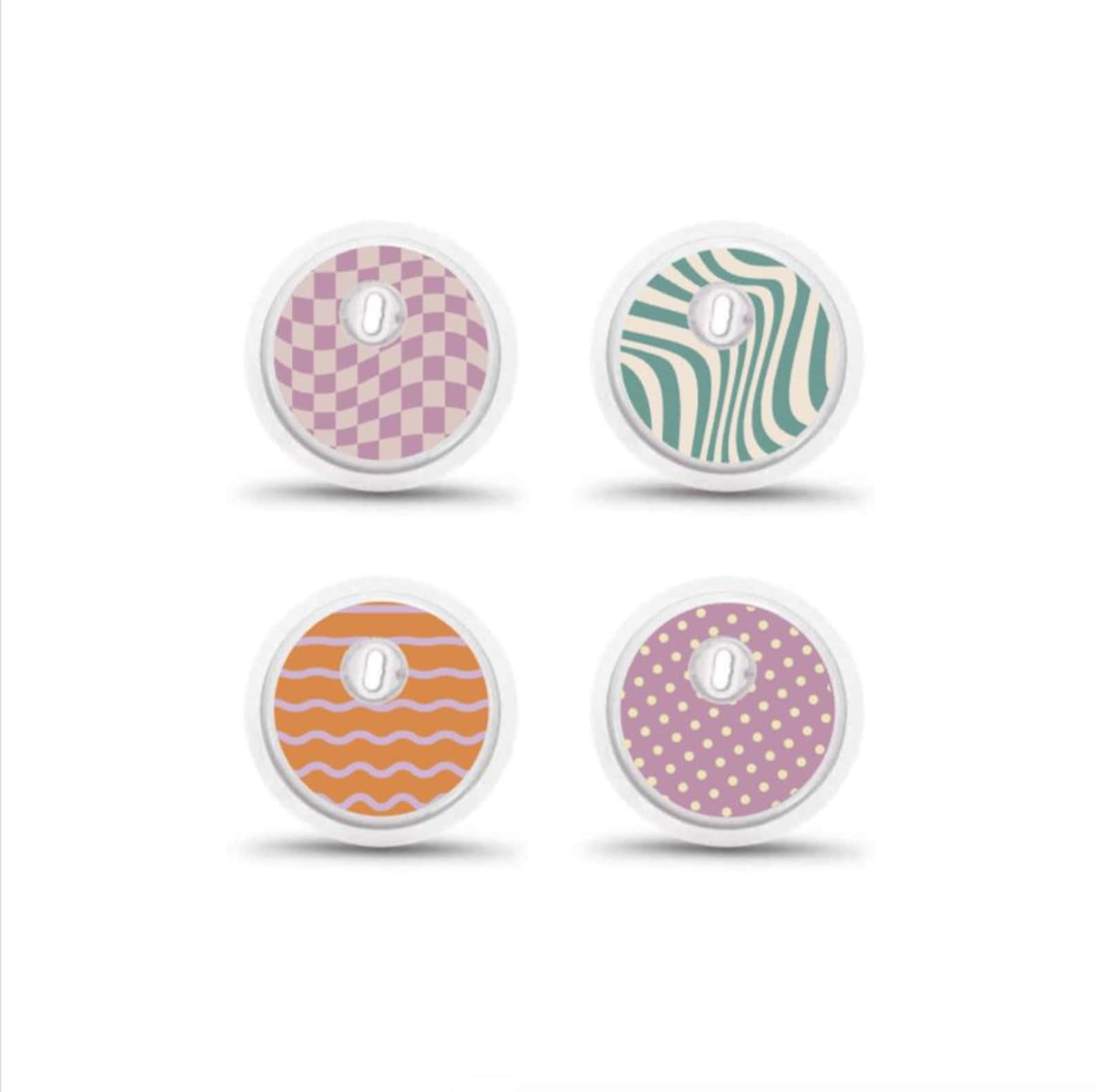 Freestyle Libre 3 Sensor Stickers Diabetes: Retro Orange Purple Green - Set of 4