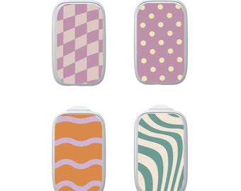 Medtrum Sensor Stickers Diabetes: Retro Orange Purple Designs - Set of 4