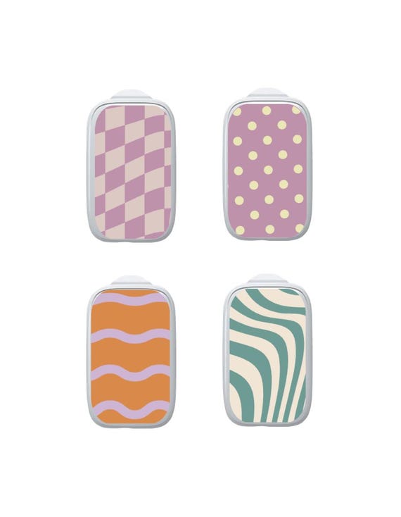 Medtrum Sensor Stickers Diabetes: Retro Orange Purple Designs - Set of 4
