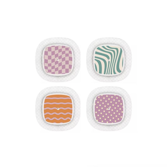 Medtronic Simplera Sensor Stickers Diabetes: Retro Orange Purple Green - Set of 4 - Sensor Sticker Medtronic Simplera Sensor Stickers Diabetes: Retro Orange Purple Green - Set of 4