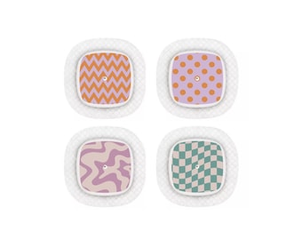 Medtronic Simplera Sensor Stickers Diabetes: Retro Designs Oranje Paars - Set van 4