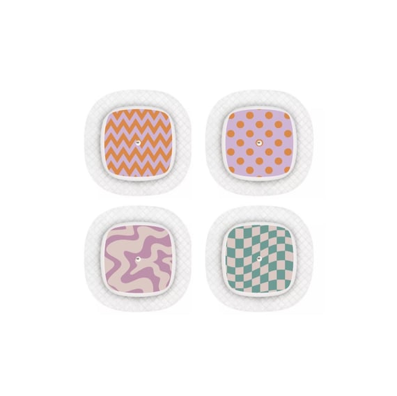 Medtronic Simplera Sensor Stickers Diabetes: Retro Orange Purple Designs - Set of 4 - Sensor Sticker Medtronic Simplera Sensor Stickers Diabetes: Retro Orange Purple Designs - Set of 4