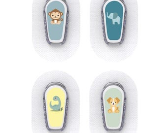 Dexcom G6 Sensor Stickers Diabetes Kids: Animal theme - Set of 4