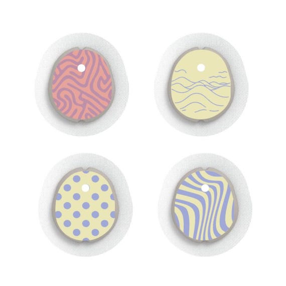 Dexcom G7 Sensor Stickers Diabetes: Trendy Dots & Stripes - Set of 4 - Sensor Sticker Dexcom G7 Sensor Stickers Diabetes: Trendy Dots & Stripes - Set of 4