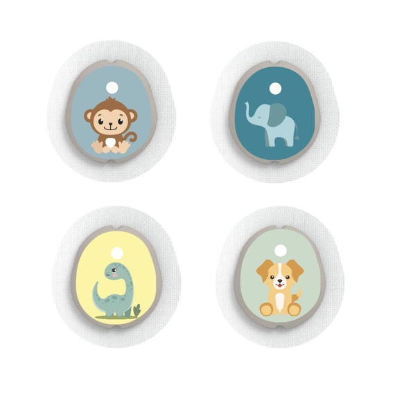 Dexcom G7 Sensor Stickers Diabetes Kids: Animal theme - Set of 4