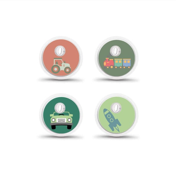 Freestyle Libre 3 Sensor Stickers Diabetes Kids: Vehicles Theme – Set of 4