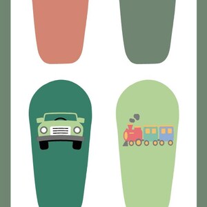 Puede incluir: Gr&aacute;fico vertical con cuatro ilustraciones estilizadas de veh&iacute;culos: un tractor, un barco, un coche y un tren. El texto "SWEETLY BOLD DIABETES" est&aacute; en la parte inferior. El fondo es verde apagado.