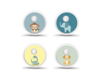 Adesivos Sensor Freestyle Libre 3 Diabetes Kids: Tema Animal - Conjunto de 4
