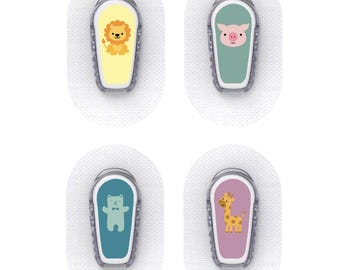 Dexcom G6 Sensor Stickers Diabetes Kids: Animal theme - Set of 4