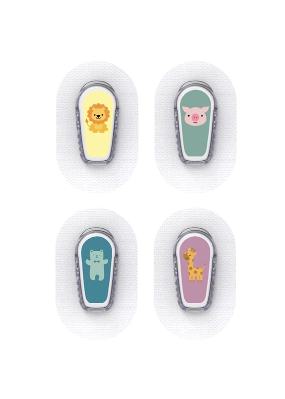 Dexcom G6 Sensor Stickers Diabetes Kids: Animal theme - Set of 4