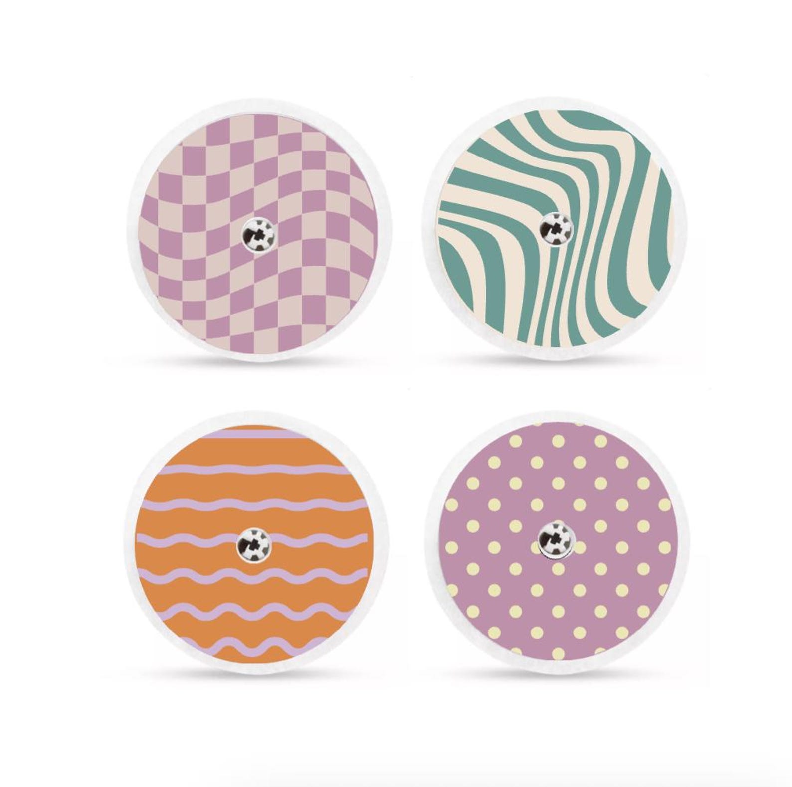 FreeStyle Libre 2 Sensor Stickers Diabetes: Retro Purple Orange - Set of 4