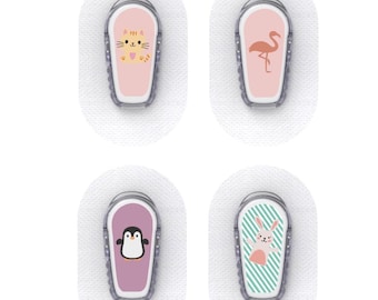 Dexcom G6 Sensor Stickers Diabetes Kids: Animal theme - Set of 4