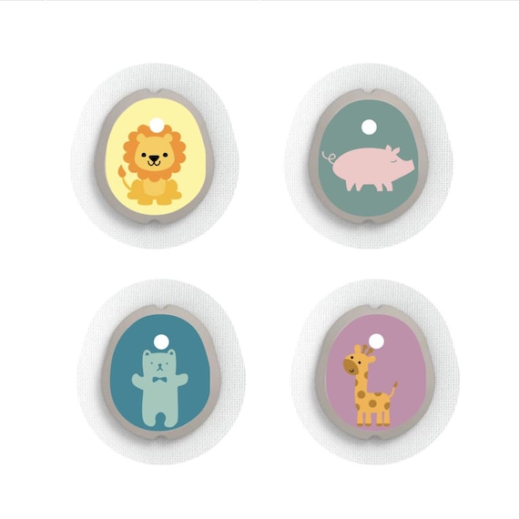 Dexcom G7 Sensor Stickers Diabetes Kids: Animal theme - Set of 4