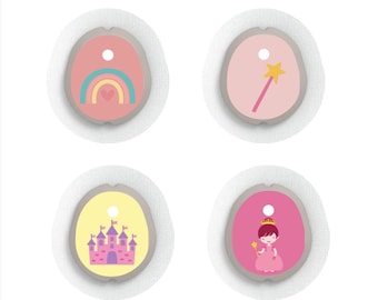 Dexcom G7 Sensor Stickers Diabetes Kids: Regenbogen, Prinzessin, Schloss - 4er Set