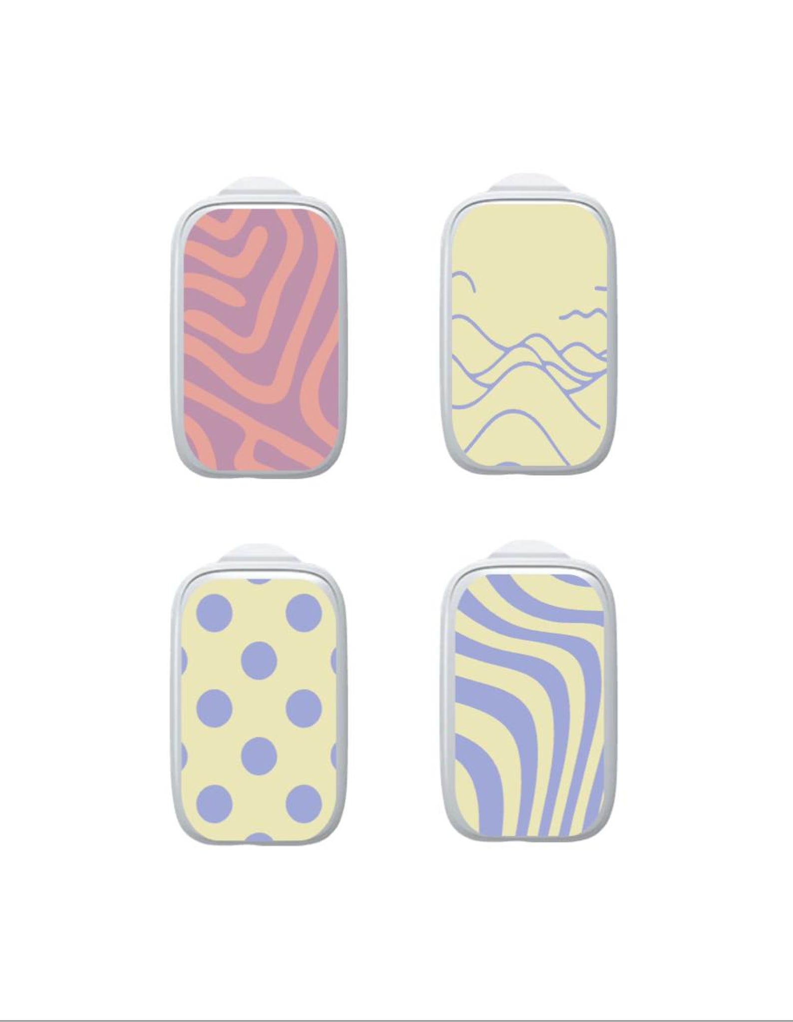 Medtrum Sensor Stickers Diabetes: Trendy Dots & Stripes - Set of 4