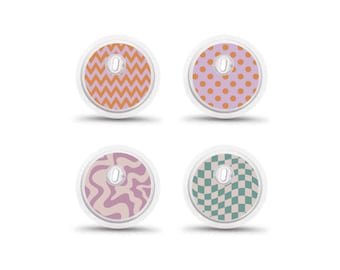 Stickers 3 capteurs Freestyle Libre Diabète : motifs rétro orange violet - Lot de 4