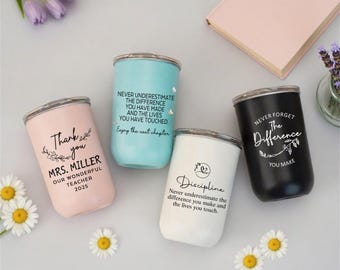 Teacher Tumbler, Never Forget the Difference You Make Tumbler with Handle Teacher Appreciation Gift Thank You Teacher Travel Mug Cup