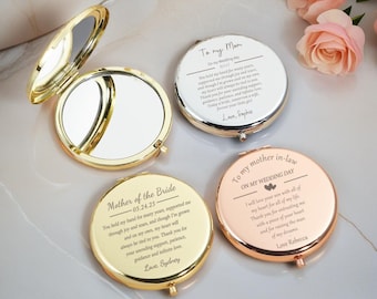 Personalized Compact Mirror, Mother of the Bride Gift, Mother in law gift,Gift for Mom From Daughter, Mother of Groom Gift, Wedding Gift
