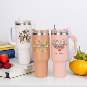 Teacher 40oz Tumbler Helping Little Mind Grow Teacher Tumbler with Handle Teacher Appreciation Gift Thank You Teacher Travel Mug Teacher Cup