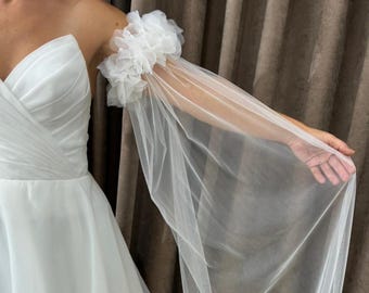 Tulle Sleeves,Floral Wedding Sleeves,Handmade Bridal Sleeves,Detachable Wedding sleeves, Long Bridal Sleeves, Wedding sleeves,Bridal Sleeves