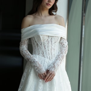 Wedding Satin Shoulder Wrap, Off Shoulder Tulle Shawl, Bridal Shoulder Wrap, Bridal Cape, Romantic Wedding Bolero, Wedding Shoulder Bolero