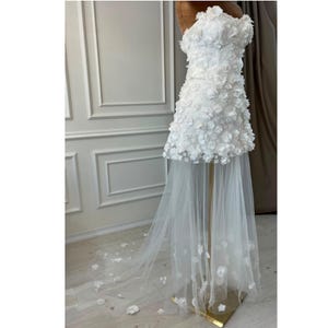3D Detachable Overskirt, Detachable Wedding Train,Removable Bride Train, Overlay Wedding Skirt, Bridal Overlay Skirt, Tulle Bridal Overskirt