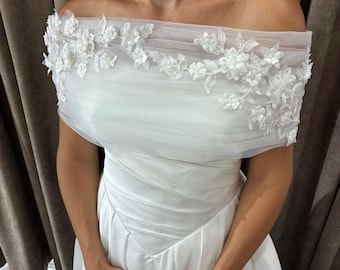 Wedding Shoulder Wrap,Shoulder Tulle Shawl,Bridal Shoulder Wrap,Tulle Bridal Cover,Bride Dress Topper,Wedding Bolero,Wedding Shoulder Bolero