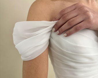 Draped Organza Bridal Straps, Wedding Sleeves, Detachable Bridal Sleeve, Wedding Dress Straps, Detachable Bridal Straps, Off Shoulder Straps