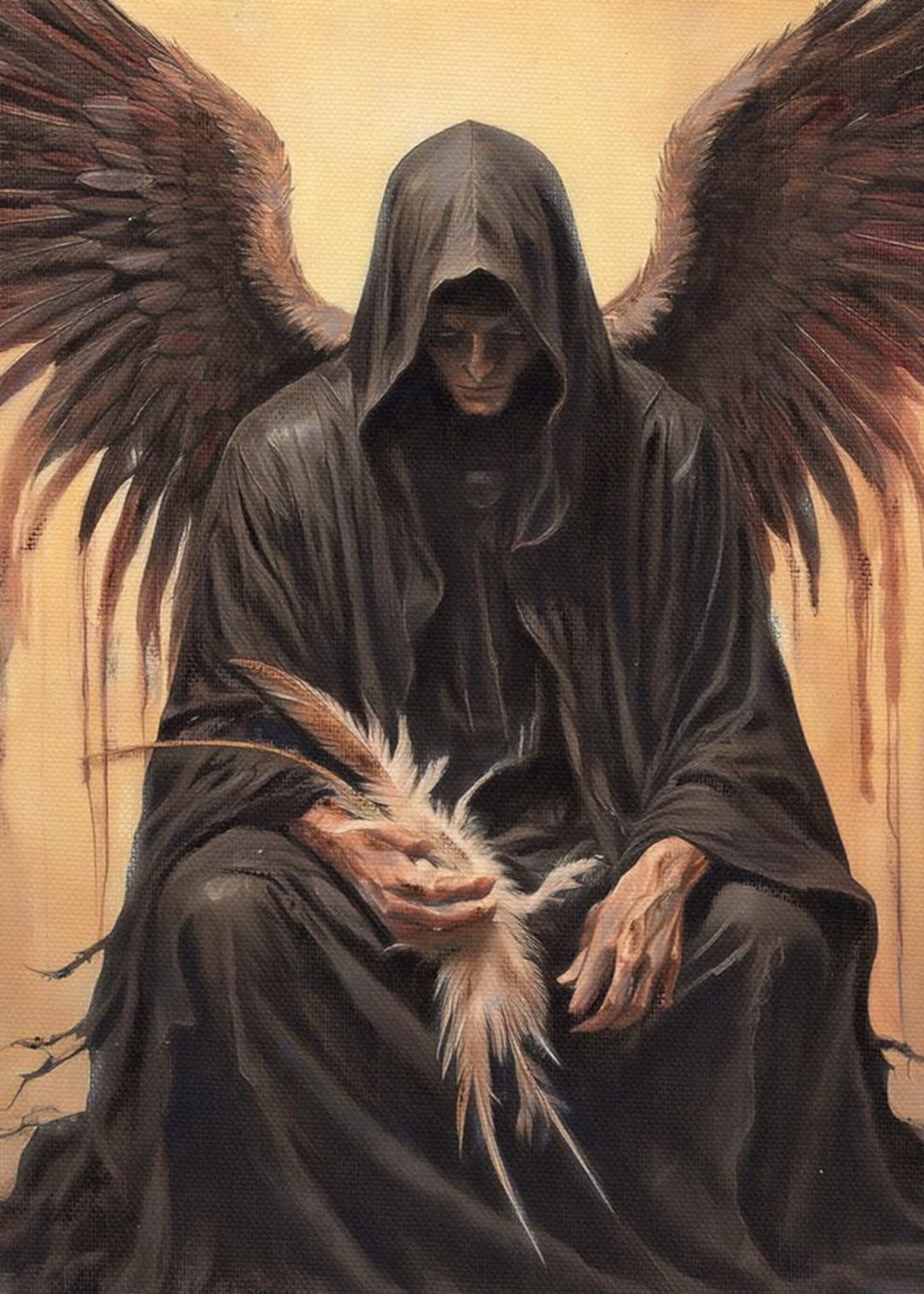 Azrael Angel of Death - Original ACEO Art Card Miniature Painting Print ...