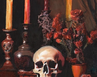 Skull Still Life ACEO