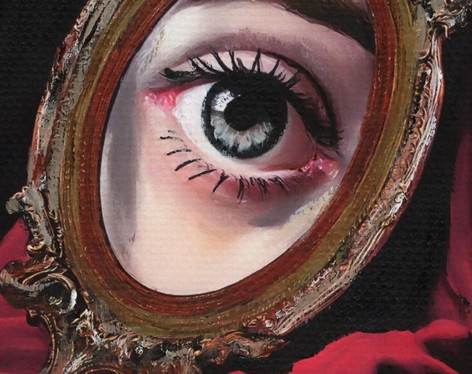 Eye In Victorian Mirror 4" x 6" Art Print Of Original Painting