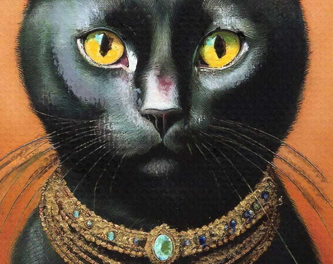 Jeweled Black Cat ACEO