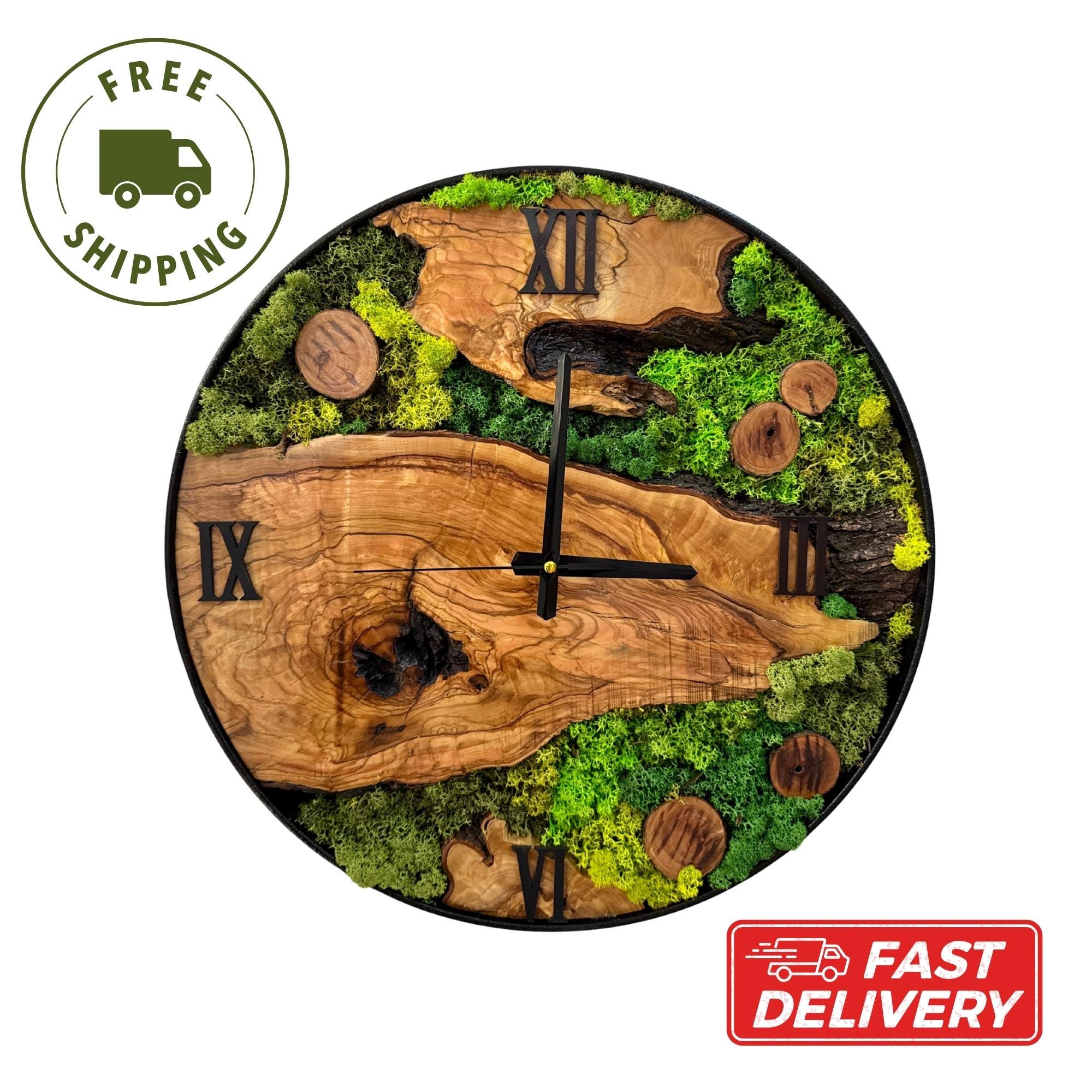 Handmade Moss Wall Clock – Natural and Rustic Eco-friendly Decor ...
